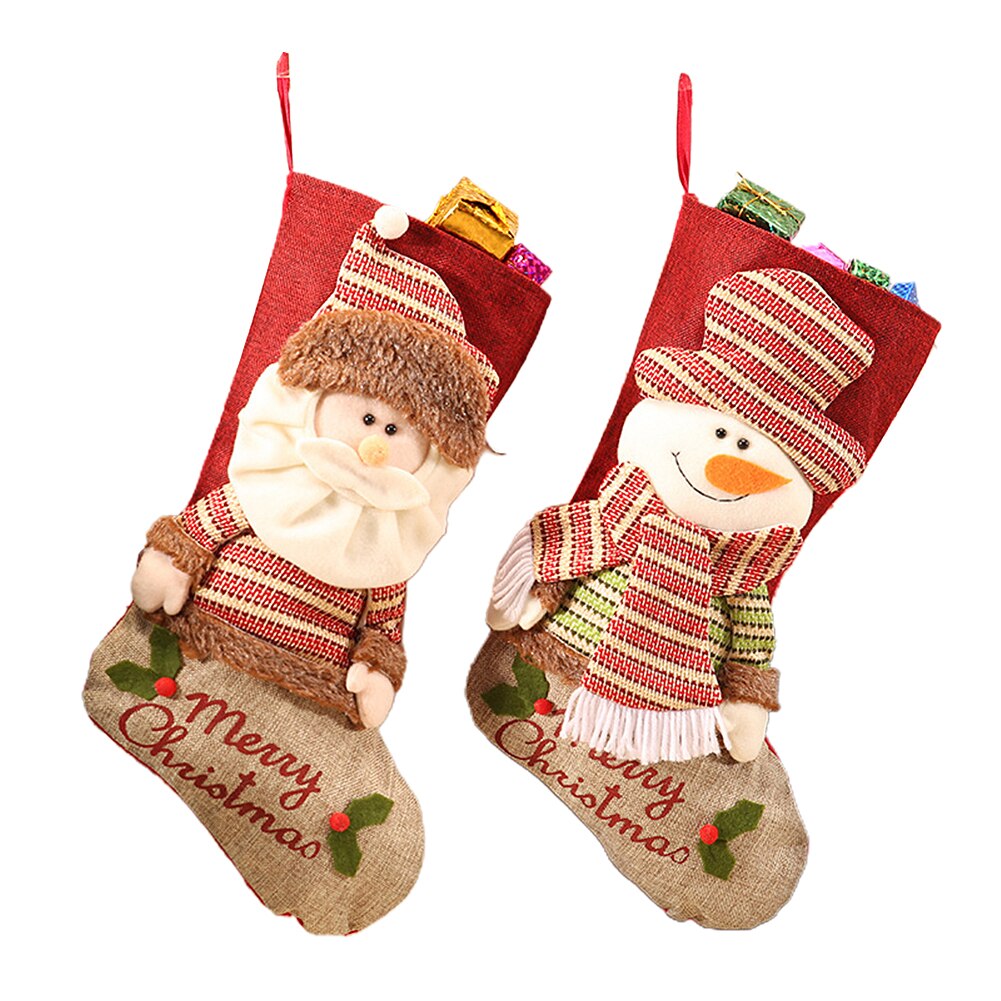 Xmas Accessoires Oude Man Sneeuwpop Kerstsok Bag Hanger Grote Kerst Bag Vilt Hanger Candy Bag