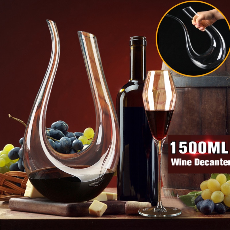 1500Ml U-vormige Kristal Glas Hoorn Rode Wijn Decanter Wijn Schenker Wijn Container Champagne Water Fles Drinken Glazen