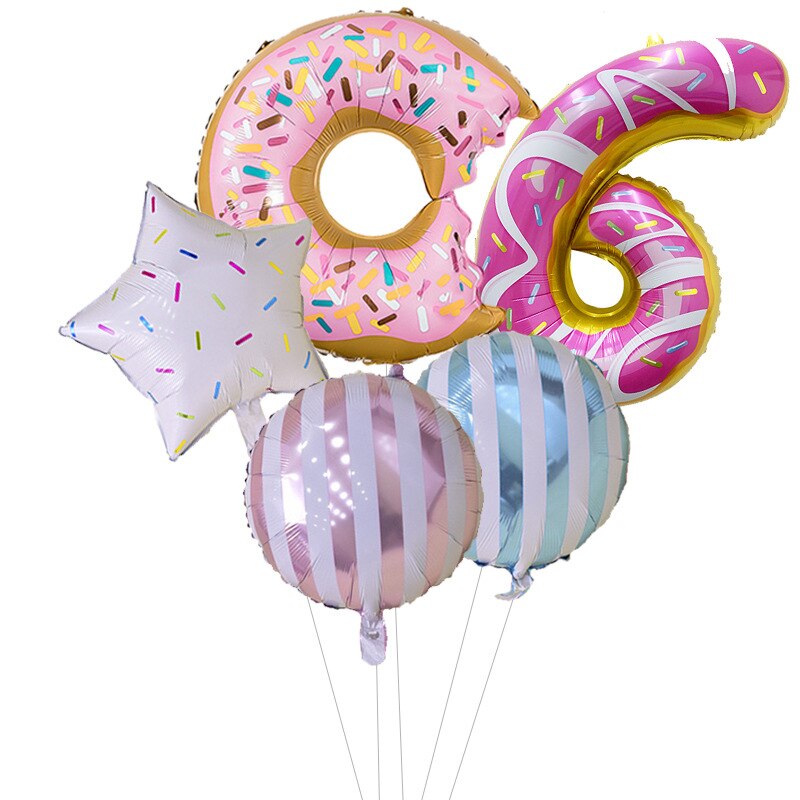 Cartoon Color Dessert Circle Aluminum Film Birthday Decorative Balloon Digital Air Balloon Set Party Decorative Birthday Balloon: 7
