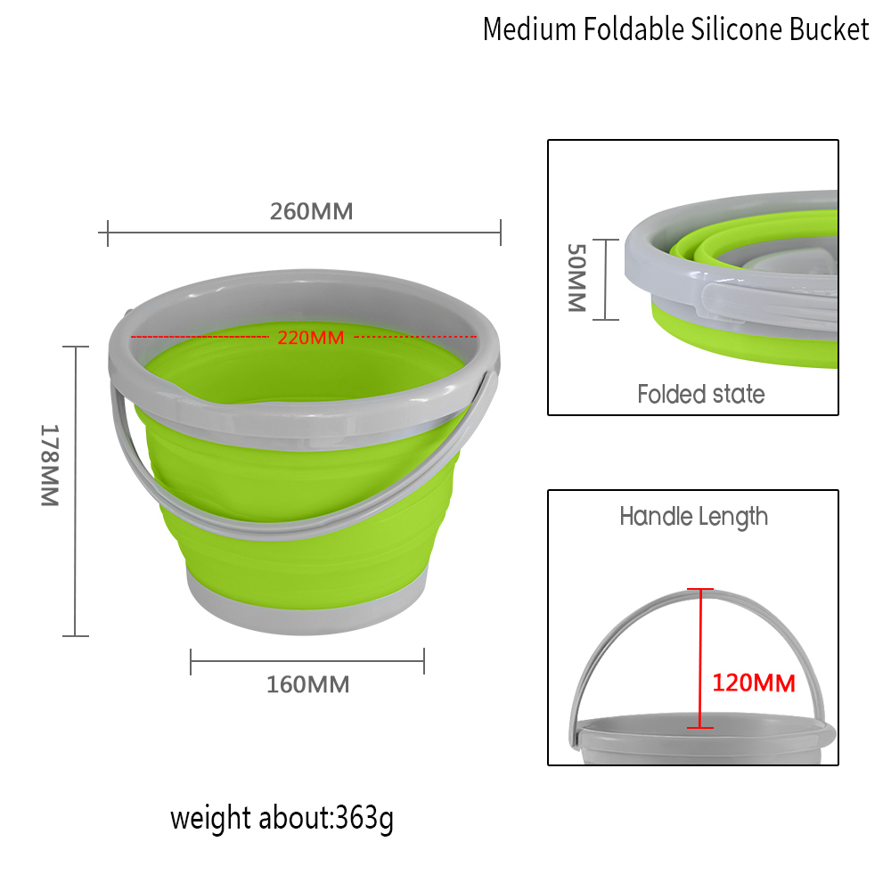 XYj Collapsible Silicone Folding Bucket Large Capicity Save Space Washabe Fishing Camping Car Bucket kitchen Bathroom Barrel: Medium