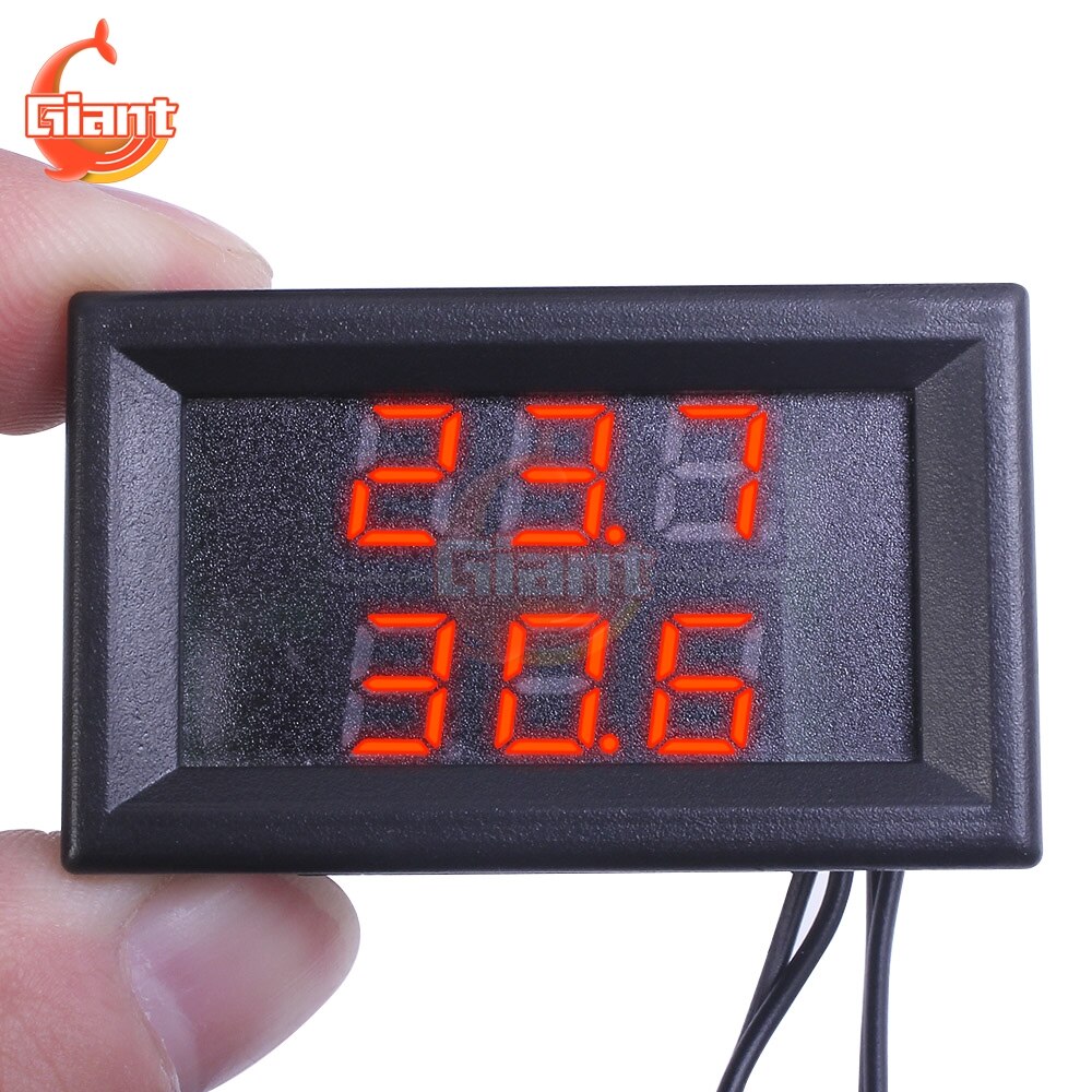 Mini Dual Anzeige Digital Thermometer Dual NTC Wasserdichte Metall Sonde Temperatur Sensor Tester für Auto Zimmer drinnen DC 4-28V 12V