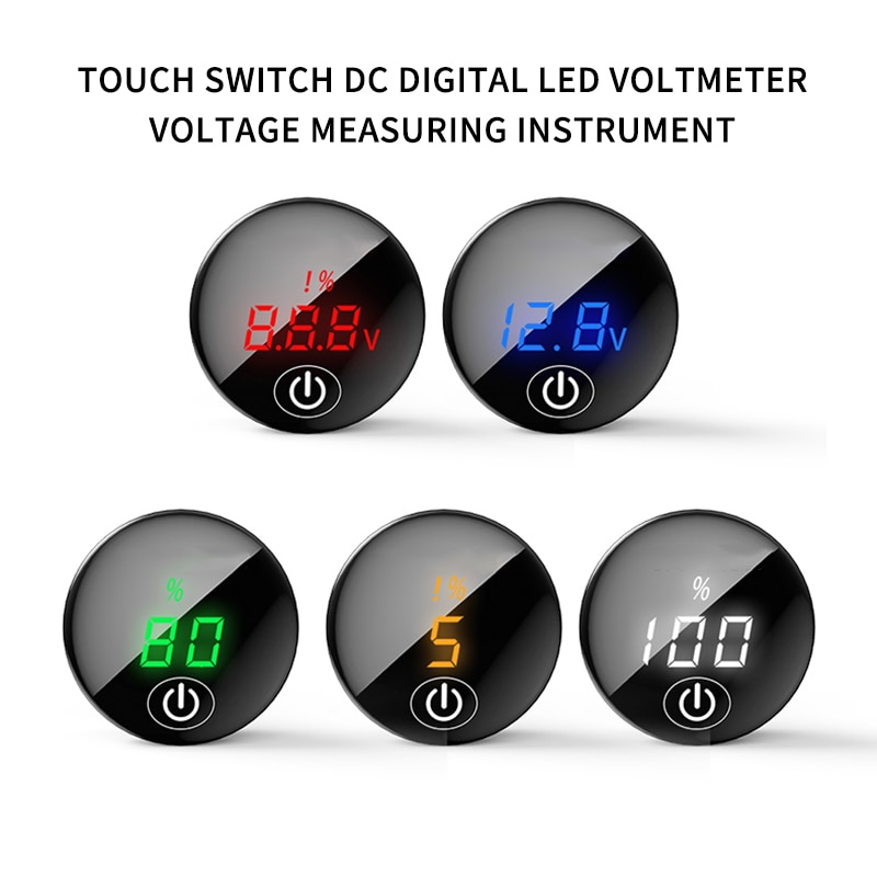 Dc 5v-48v ledet panel digital spændingsmåler batterikapacitet display voltmeter med touch switch motorcykel digital spændingstester