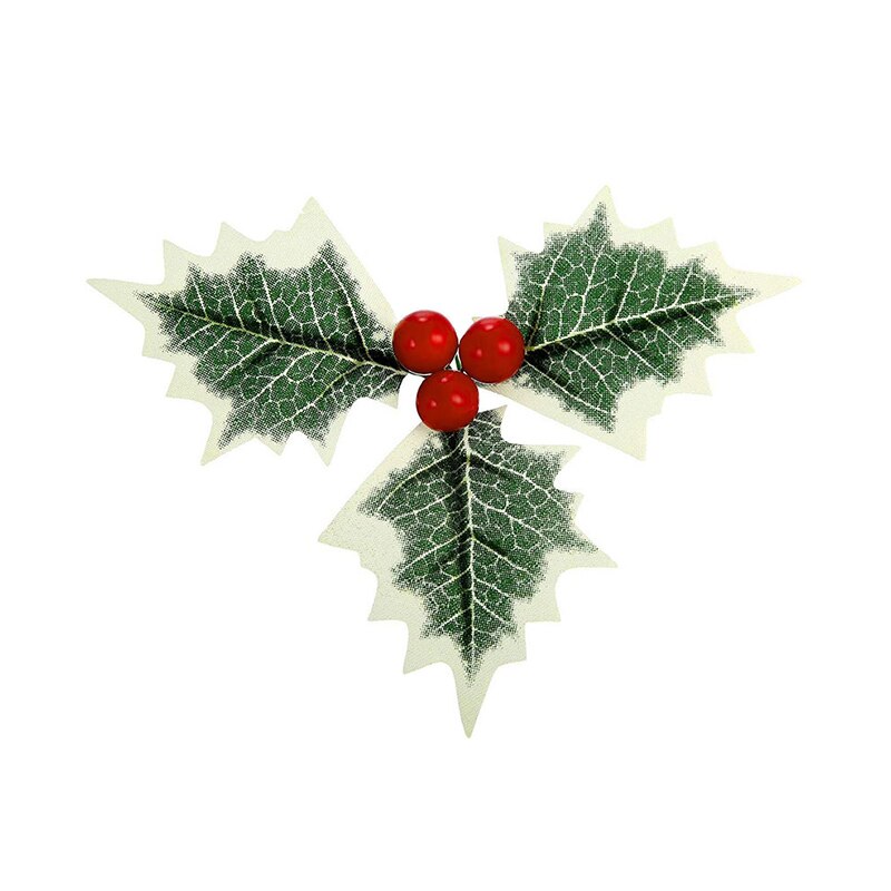 Plastic Flower Artificial Leaf Leaves and Artificial Holly Berries Red Cherry Little Fruits Christmas Wedding Home Decoration