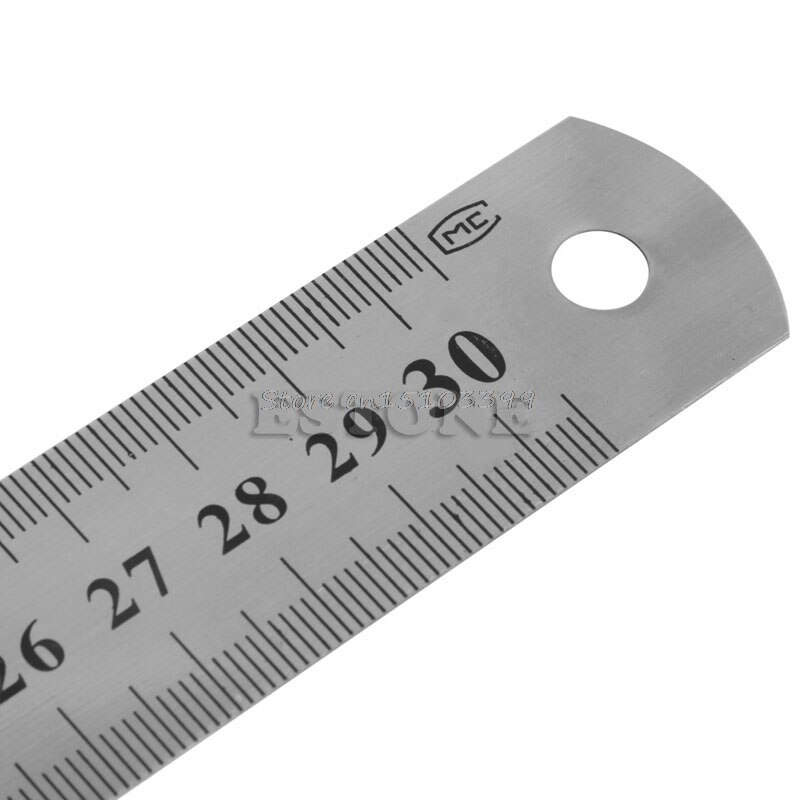 12" Double Side Stainless Steel Metric Metal Ruler Pocket Pouch Measurement 30CM G08 Whosale