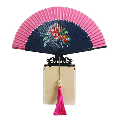 Abanico de baile Para mujer, ventilador de seda de bambú, Cheongsam chino, Hanfu, clásico, portátil, Para Boda, Verano