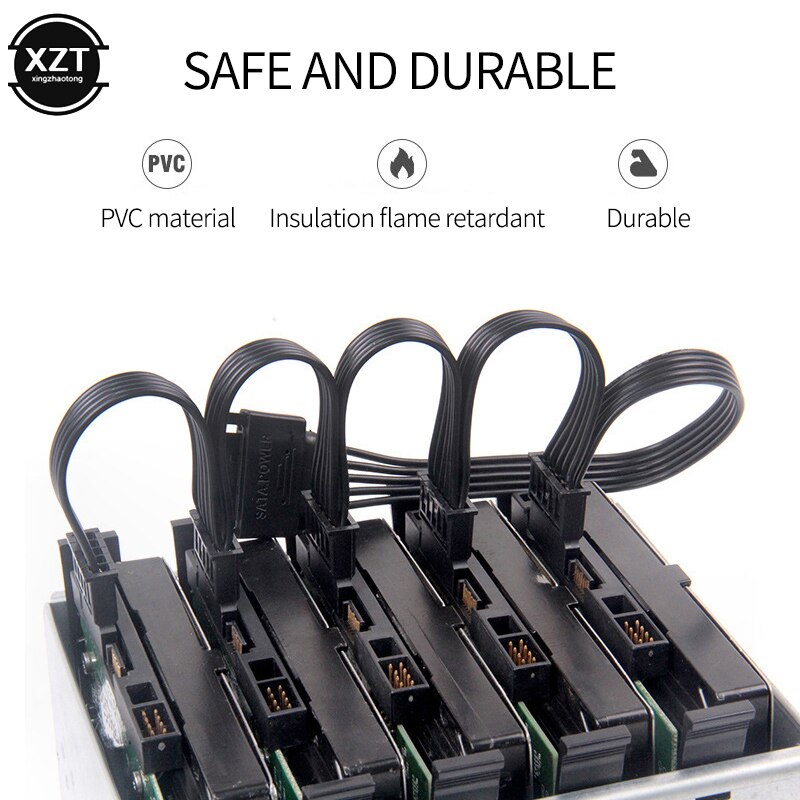 Nowy rozdzielacz zasilania dysku twardego SATA 15Pin M 1 do 5 SATA 15Pin F do samodzielnego montażu komputera PC 15-pinowy zasilacz 60CM