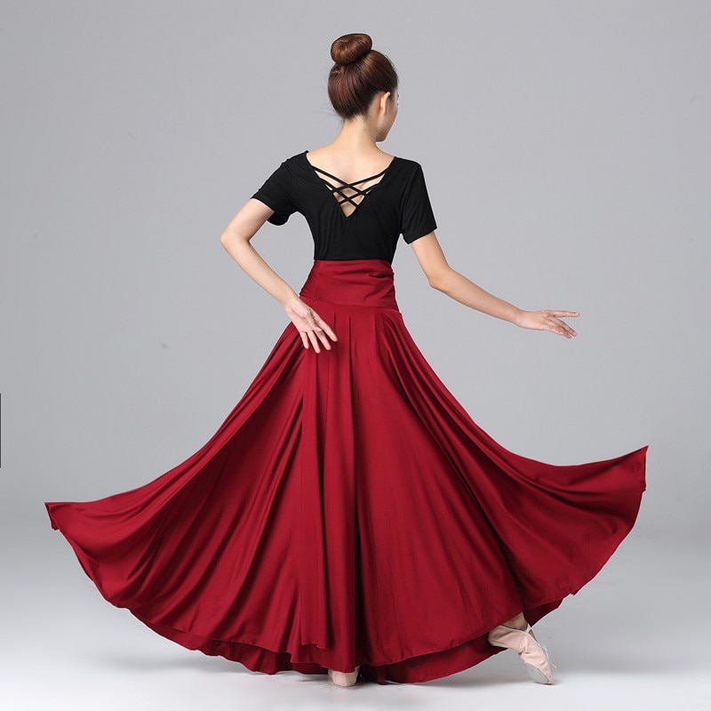 Mujeres bailando traje Flamenco vals falda de baile de salón clásica práctica de competencia vendaje de gran oscilación español faldas