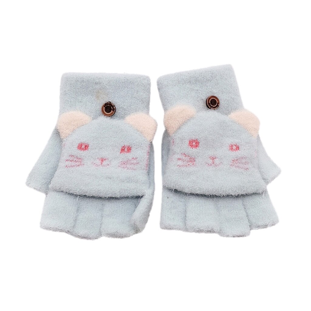 Mitaines d'hiver en laine tricotée pour -né, en velours épais pour enfants, garçons et filles, motif dessin animé, couleur Patchwork, gants chauds tricotés # C: B