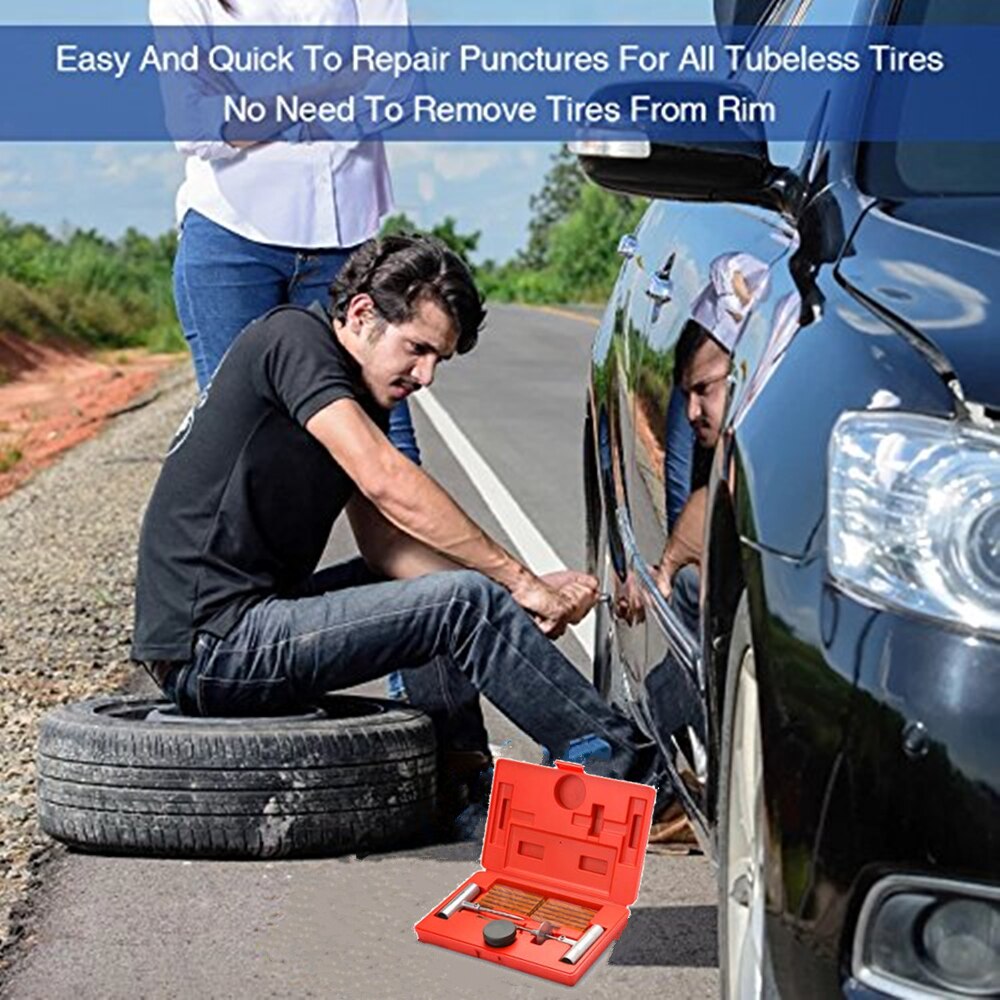 Tire Repair Kit Car Van Motorcycle Bike Tire Repair Tools Emergency Heavy Duty Tubeless Tire Puncture Repair Kit