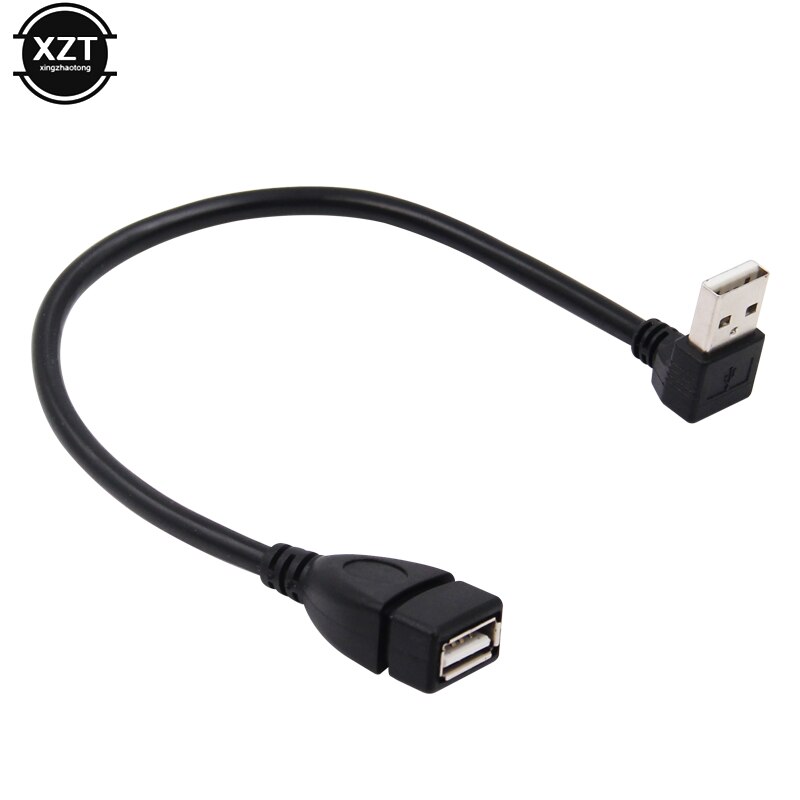 Usb 2.0 a han til hun 90 vinklet forlænger adapter kabel usb 2.0 han til hun op/ned 25cm sort kabel ledning