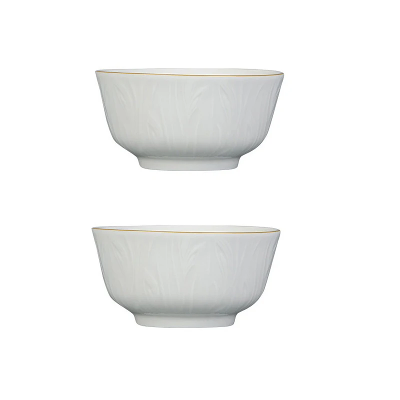 Pure White Ceramic Tableware Relief Golden Edge Fruit Vegetable Plate Easy-to-clean Rice Bowl Kitchen Tableware: GRAY