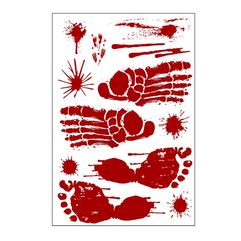 Halloween Bloody Sticker Horror Footprint Blood Handprint Blood Footprint Bat Glass Floor Halloween Party Trick Decorations: A6