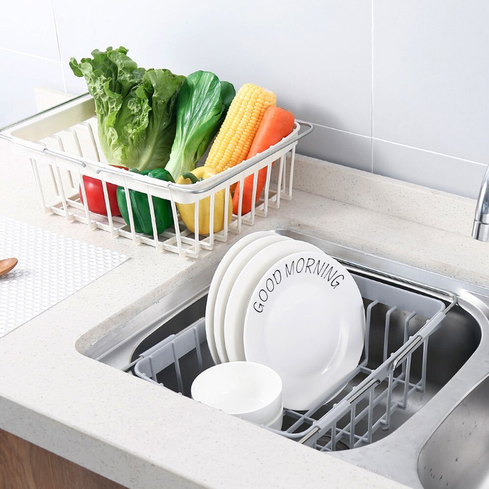 Telescopic sink drain rack plastic kitchen dish rack bowl chopsticks rack household vegetable storage rack WY527
