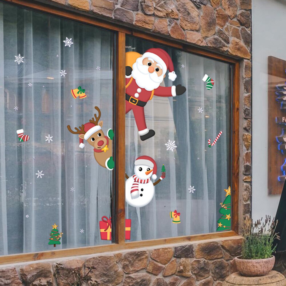 Christmas Wall sticker Large Snowman Window Glass Electrostatic Stickers