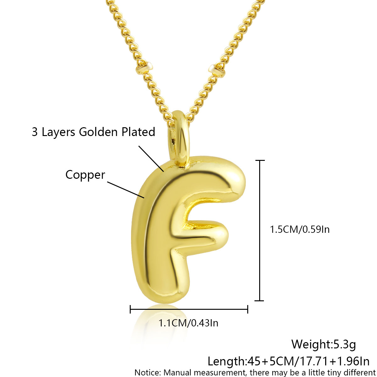 MHS.sole Nuovo carino ottavino palloncino a bolle collana iniziale colore oro mini paffuto 26 lettere dell'alfabeto collana con ciondolo gioielli regali