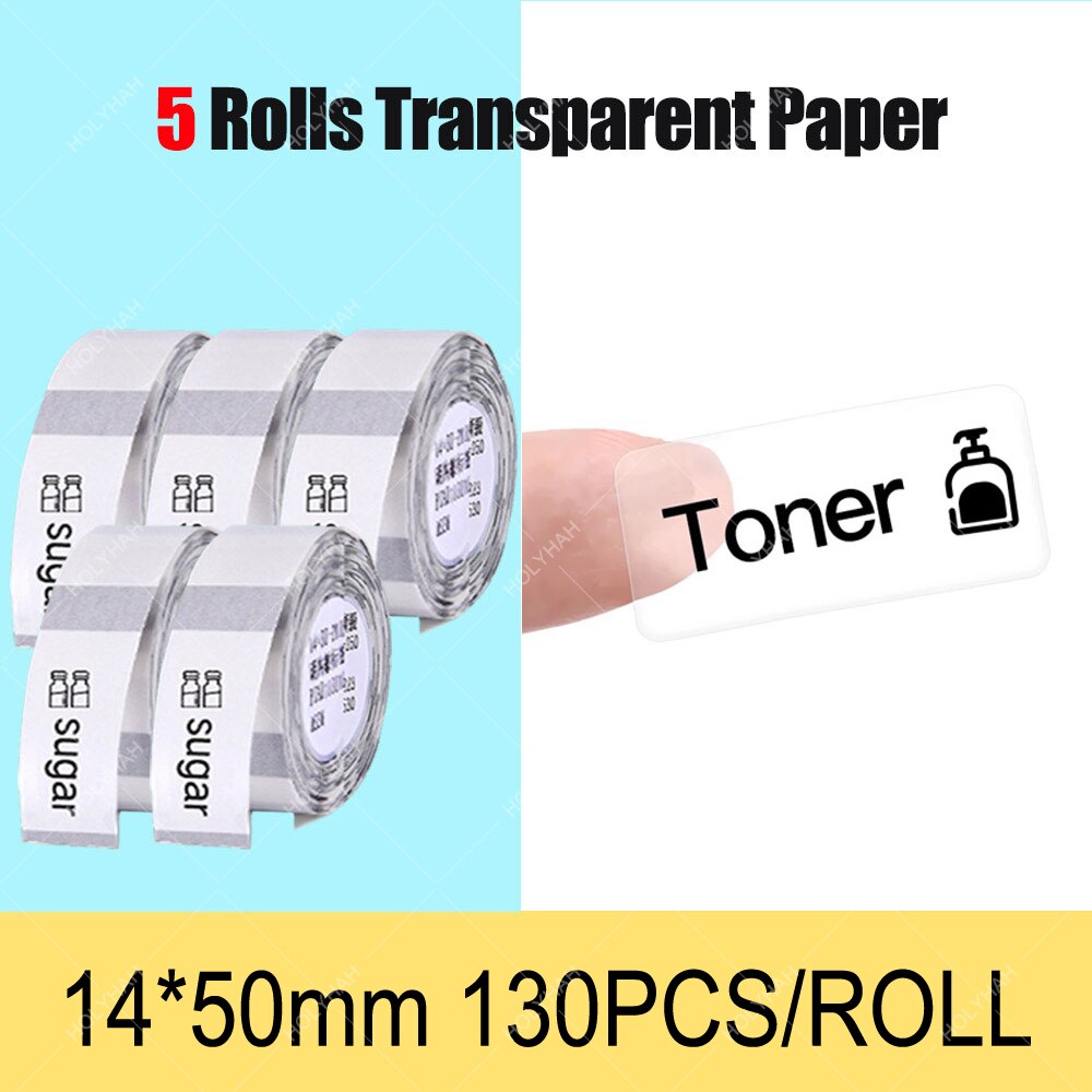 Niimbot Thermische Transparant Papier Waterdicht Olie Proof White Label Papier Voor D11 Draagbare Thermische Label Printer: 5 Transparent XXL