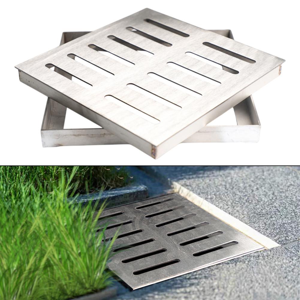 Stainless Steel Square Floor Drain Cover Drain Grate Outdoor Drainage Covers Channel Grate Rainwater Cover For Garden Landscape