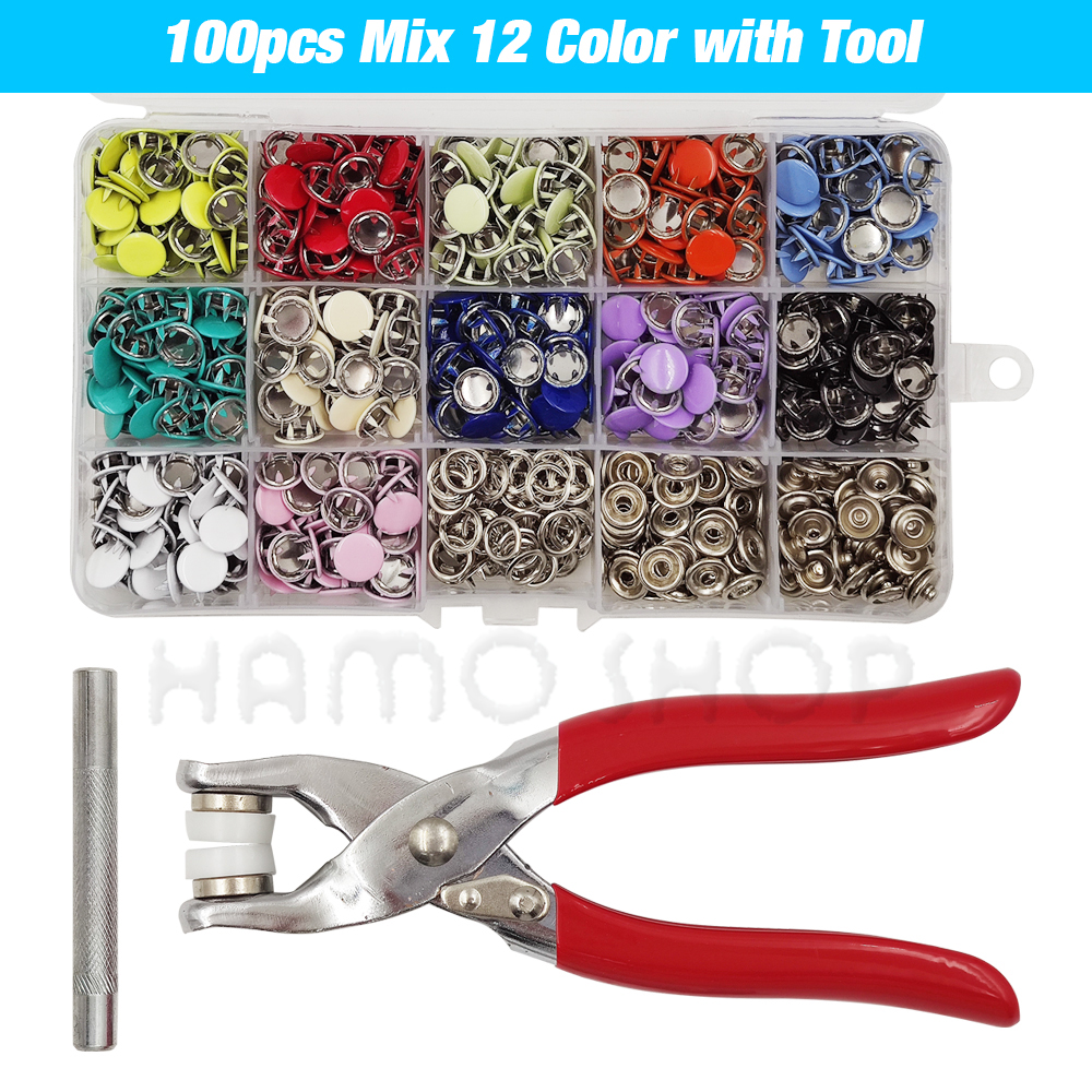 9.5mm Metal Prong Snap Button Solid Press Prong Fasteners Studs Pliers Tool Set Kits For Clothes Garment Sewing Bags Shoes: Antique Copper