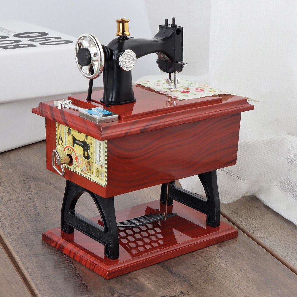 Music Box Sewing Machine Music Box European Crafts Retro Toy Sewing Clockwork Home Crafts Decoration Birthday