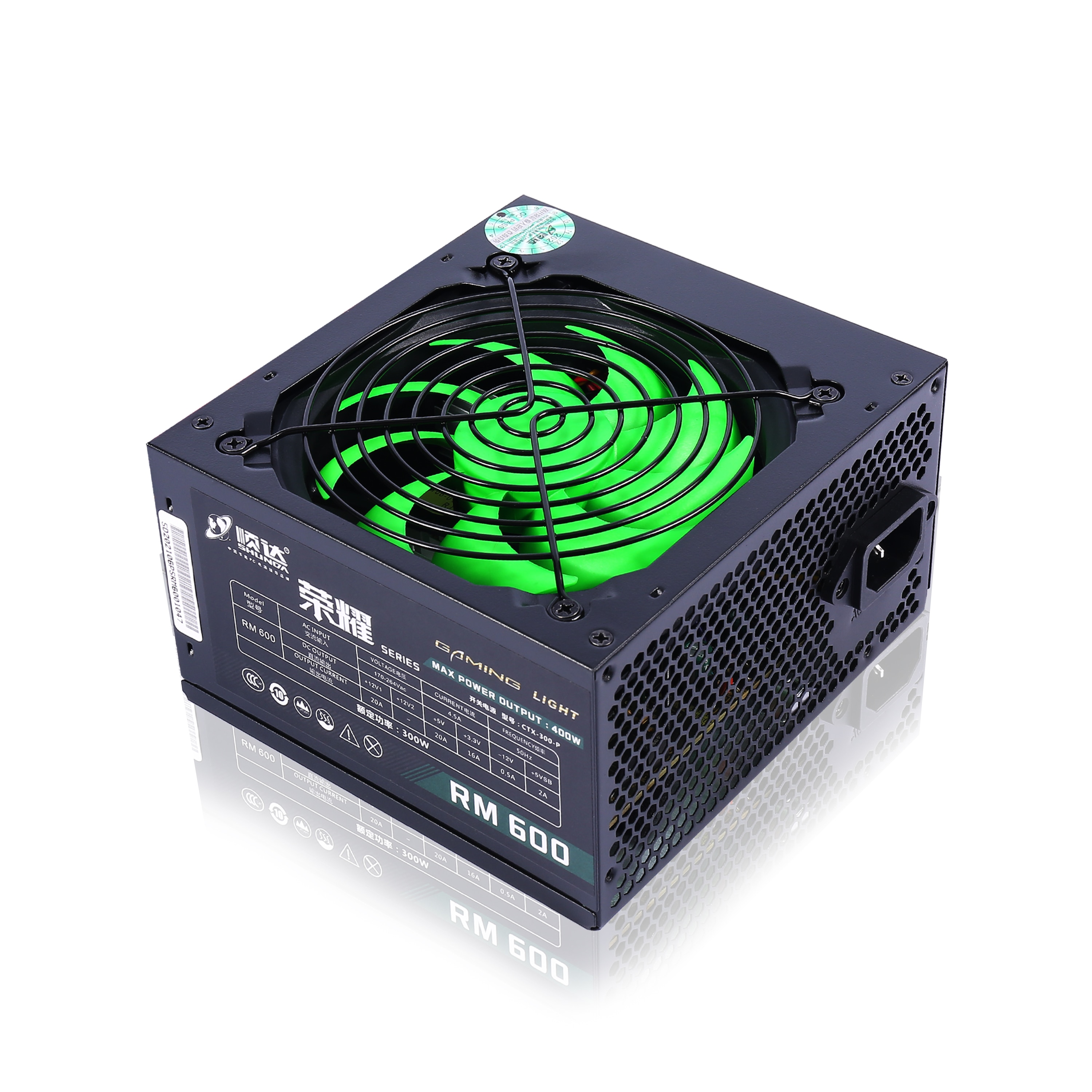 IWONGOU PC Power Supply Unit ATX Gaming PSU 12V Quiet 120mm rgb Fan 24pin BTC Desktop PC Power Source for PC 500W 4.9
