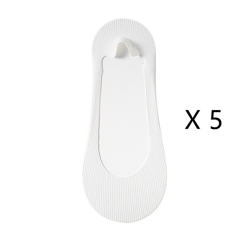 5 paar damessokken zomer ijszijde ademende pantoffels sokken onzichtbare effen kleur naadloze antislip sokken dames comfort: WHITE