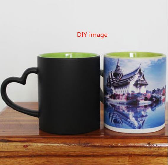 Blank 350ML 12oz Ceramic Magic Mug without Printing for Sublimation use: Inside Green