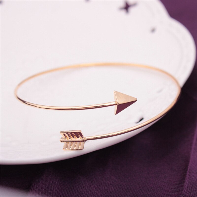 828 Unisex Arrow Armbanden Goud Kleur Open Verstelbare Mannen Vrouwen Manchet Armband Brincos Pulseiras B901