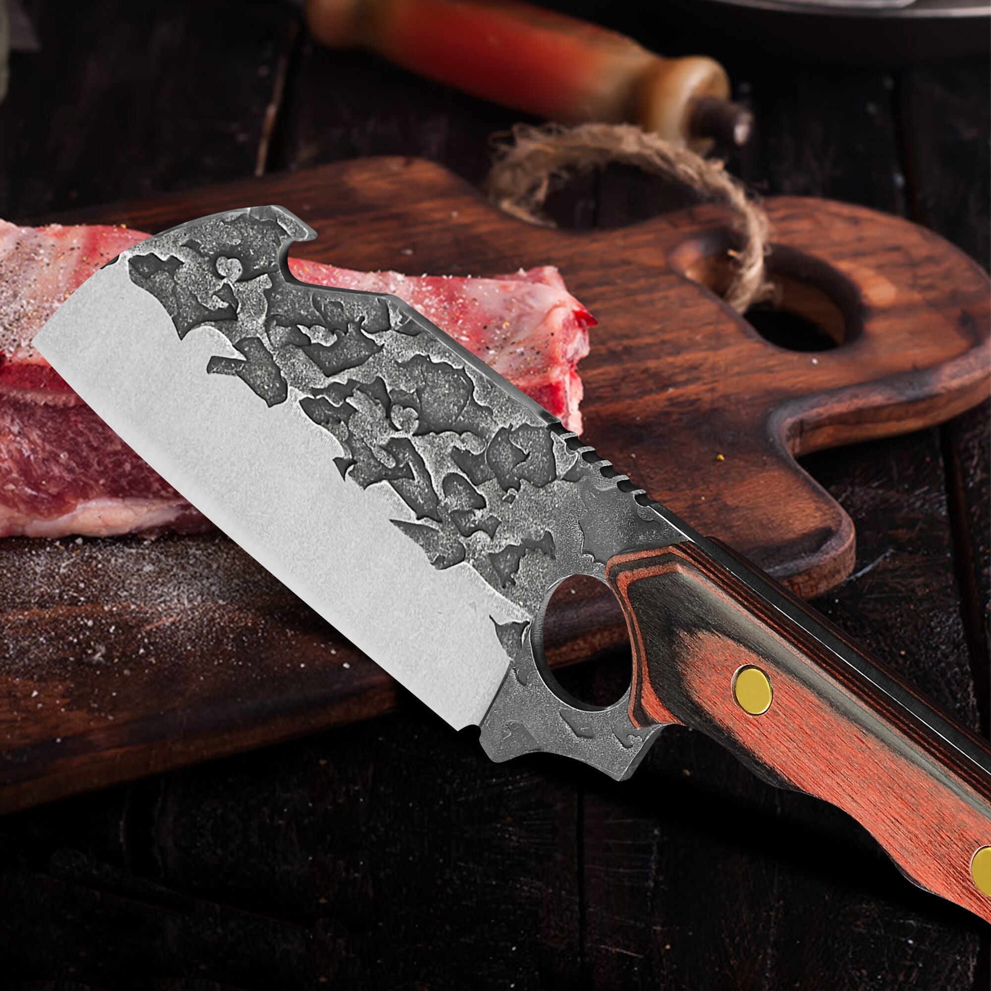 Kitchen Knife Sheath Leather Case Set 6.5 Inch Cleaver Slicing Chef Knife Stainless Steel Kitchen Cutlery Tool