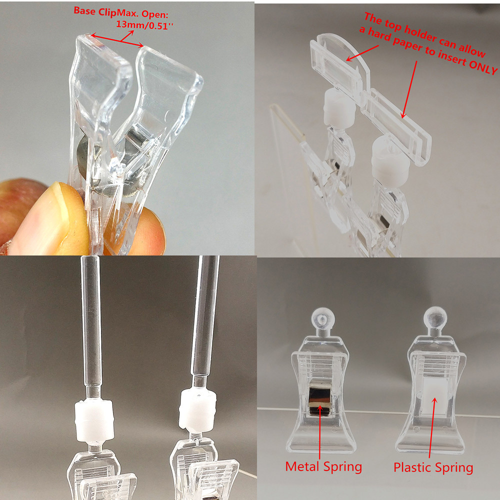 C012 Clear POP Merchandise Plastic Sign Signage Paper Card Display Price Label Small Clips Holders In Retail 30pcs