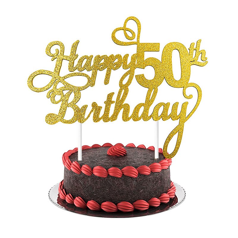 1PC Happy Birthday Cake Topper 1st 18th 21th 30th 40th 50th Age Birthday Cake Decoration Party Favors Supplies Baby Shower: 50