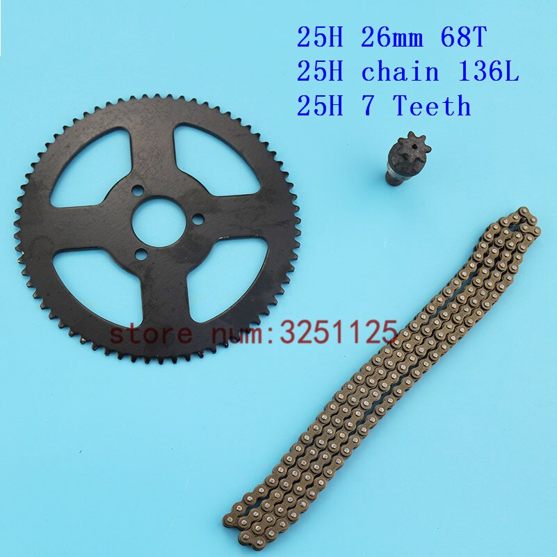 Mini Moto Drive System 25H 136L Links Loops Chain with Rear Sprocket 68T 26mm for 47cc 49cc Mini Pocket Bike ATV Quad