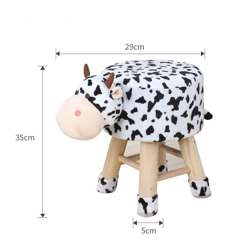 Cartoon Animal Stool Solid Wood Children's Coffee Table Home Small Sofa Removable and Washable Panda Lamb Elephant Cow