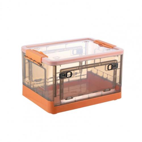 Storage Box Transparent Large Capacity Plastic Toy Clothes Organizer Bin for Home: Orange S