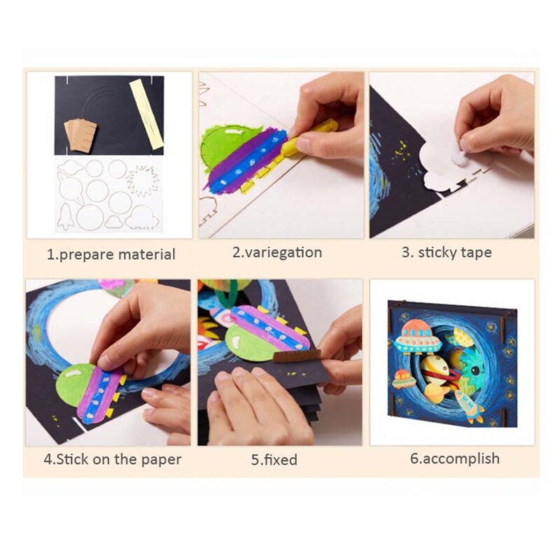 DIY Vast Starry Sky Craft Toys For Children Handmade DIY Universe Planet Carton Crafts For Kids Interactive Educational Toys