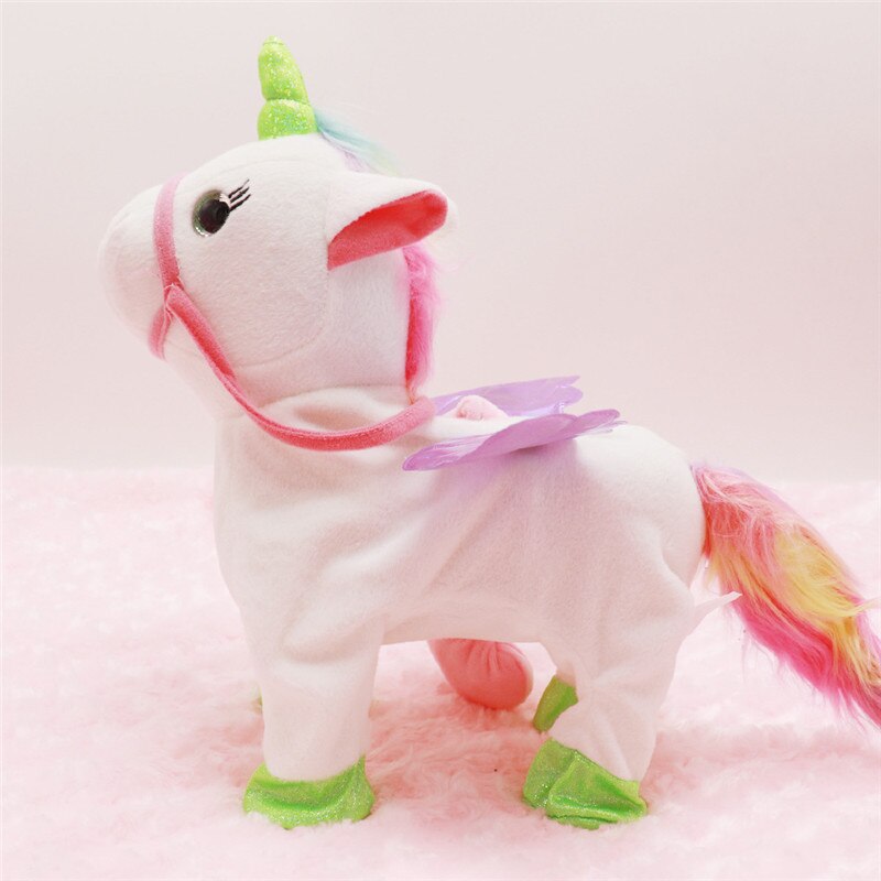 35Cm Grappige Elektrische Wandelen Eenhoorn Knuffel Gevulde Dier Muziek Unicorntoy Voor Kinderen Grappige Kerst Verjaardag