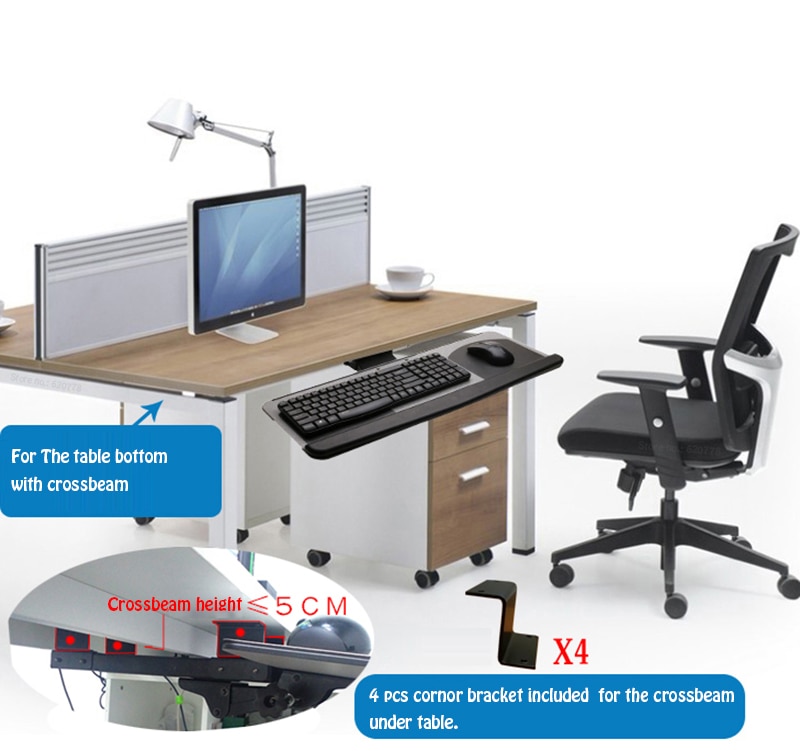 LK06AD Ergonomic Sliding Tilting XL Size Wrist Rest Keyboard Holder with Mouse Pads for Computer Desk Keyboard Tray Stand