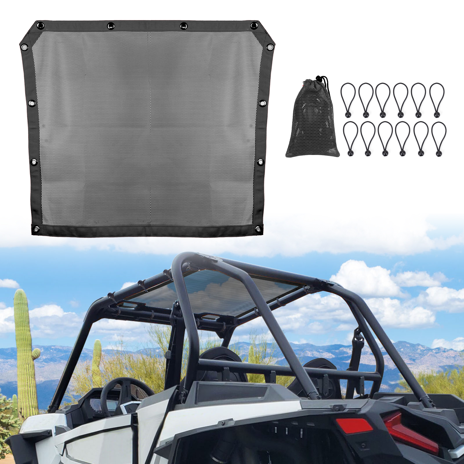Pare-soleil supérieur en maille pour UTV XP, filet de fenêtre en maille, couverture supérieure d'ombre de toit, maille en PVC, protection UV pour Yicin is RZR Pro XP/4, , , 2022, 2023