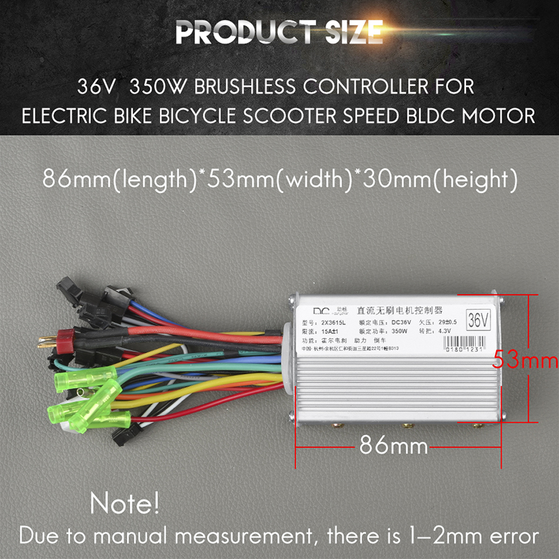 Bicicleta electrica controller 24v 36v 48v 250w 350w 15a børsteløs gearnav motor ccontroller elcykel konverteringssæt