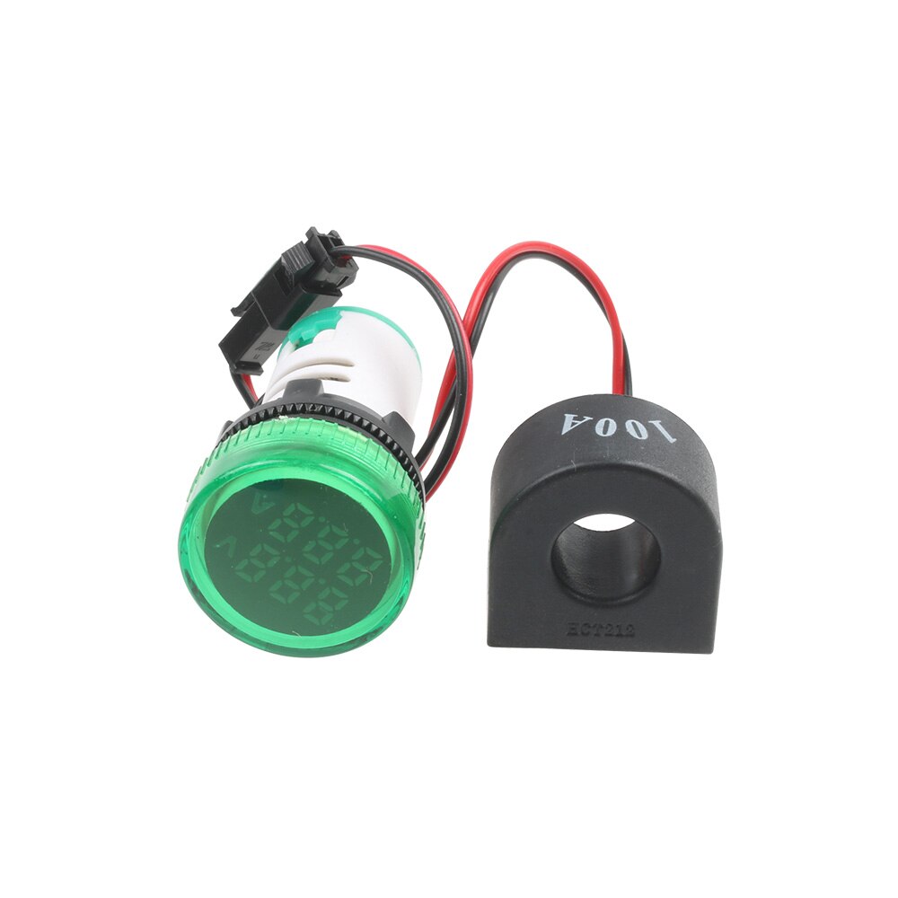 Mini Digitale Voltmeter 2 In1 22Mm AC50-500V 0-100A Amp & Voltmeter Amperemeter Voltage Meter Met Ct Huidige Transformator: green