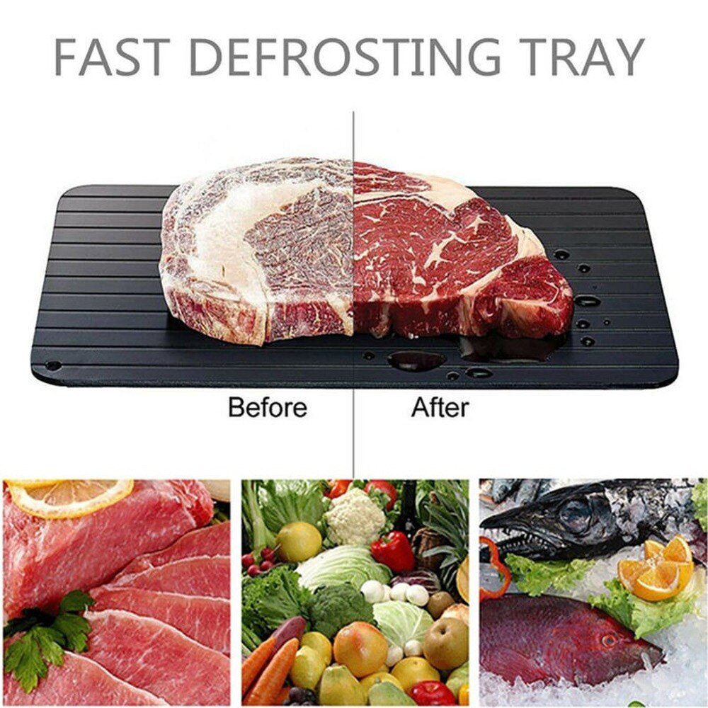 Magic Metal Plate Defrosting Tray Fast Thawing Fro-zen Kitchen Meat Fish Defrost
