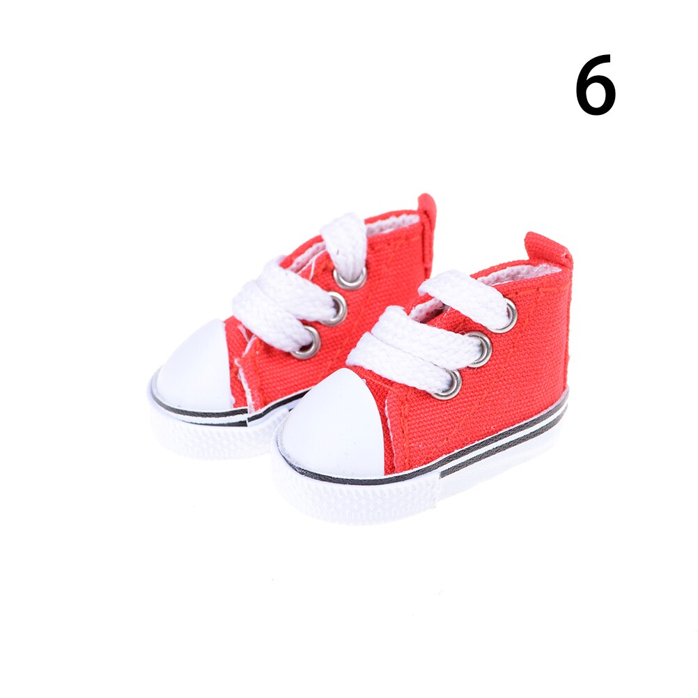 1 par de zapatos de lona para muñeca de Mini zapatos de juguete zapatillas de muñeca para accesorios de muñecas rusas 5cm: red