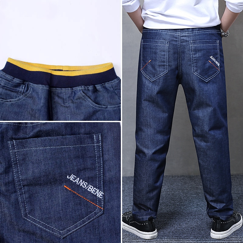 Store drenge jeans bukser forår teenager drenge bukser str. 14 ensfarvet blå denimbukser teenagetøj børnetøj