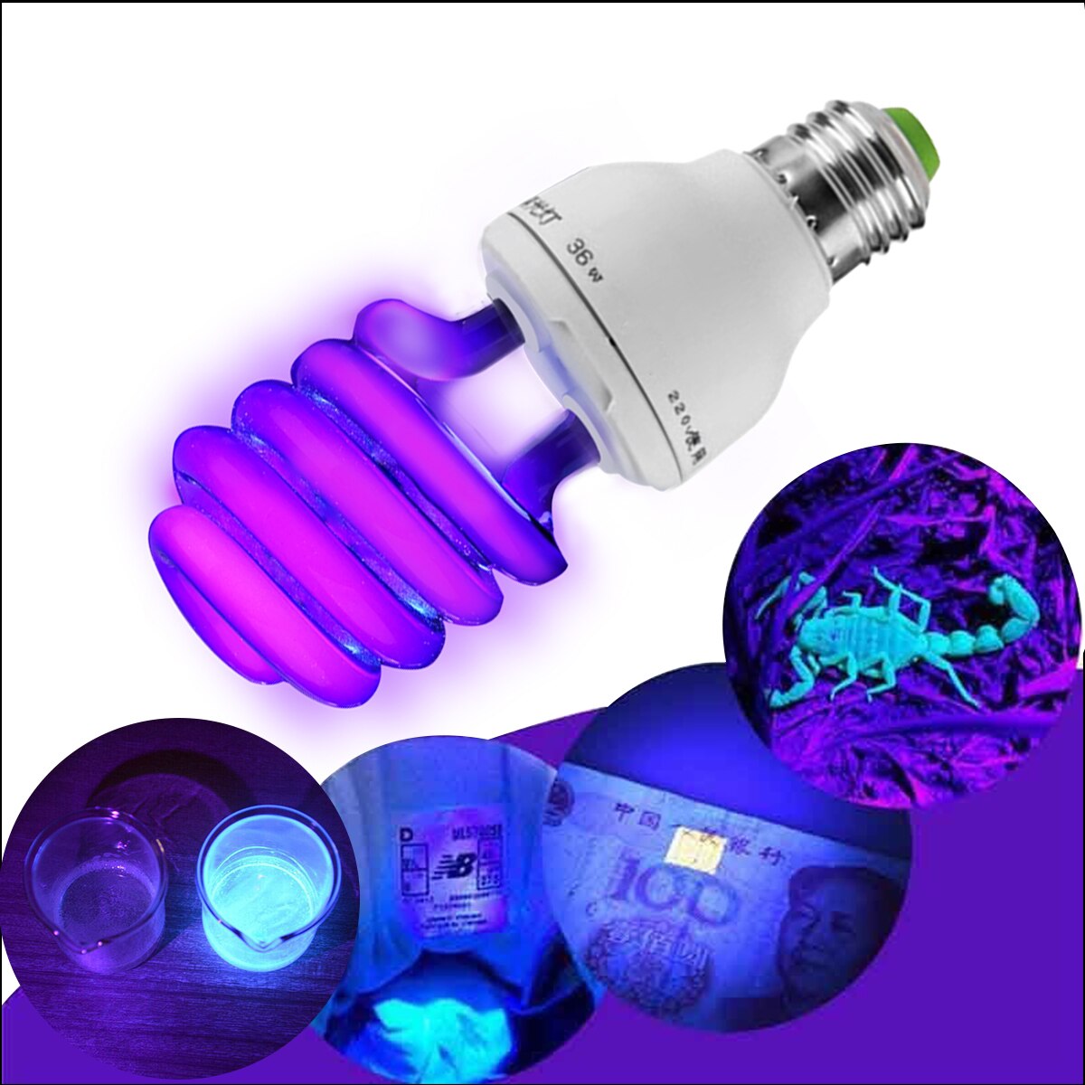 E27 Ultraviolet UV Lamp BLB Black Light Blue Bulb Fluorescent Detection Lamp Black Light Trap 220V Violet Lure Lamp Decoration
