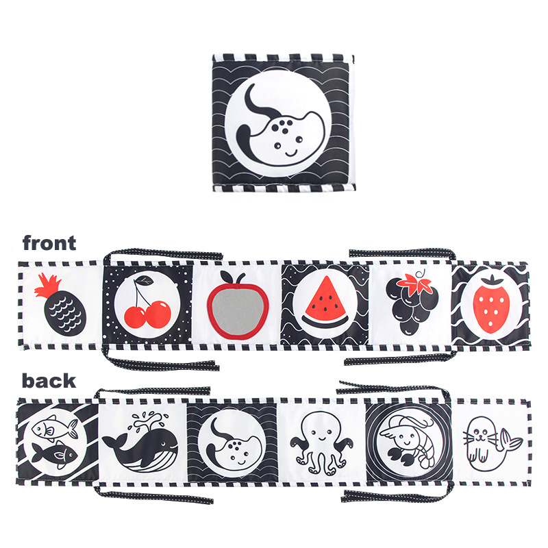 Libro de tela sensorial, juguetes para bebés de alto contraste de 0 a 12 meses, juguetes para cuna para recién nacidos, libros de tela de animales en blanco y negro, libro para bebés Montessori: Verde