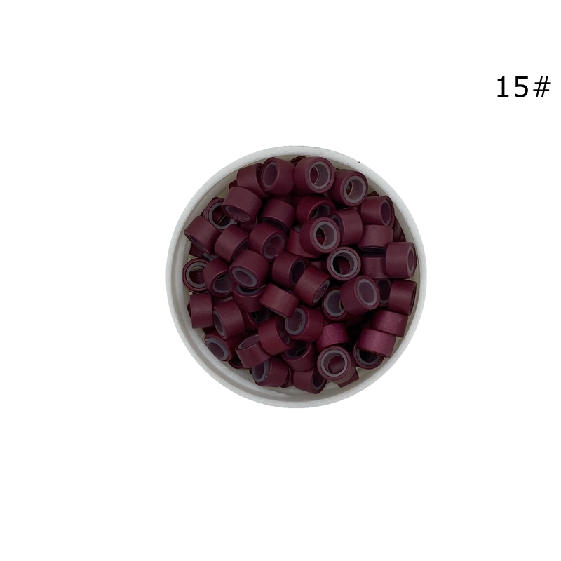 3000 stk 5.0*3.0*3.0 mm mikroring med silikone silikone mikroperler til mikroring hårforlængelse: Nr. .15 rød