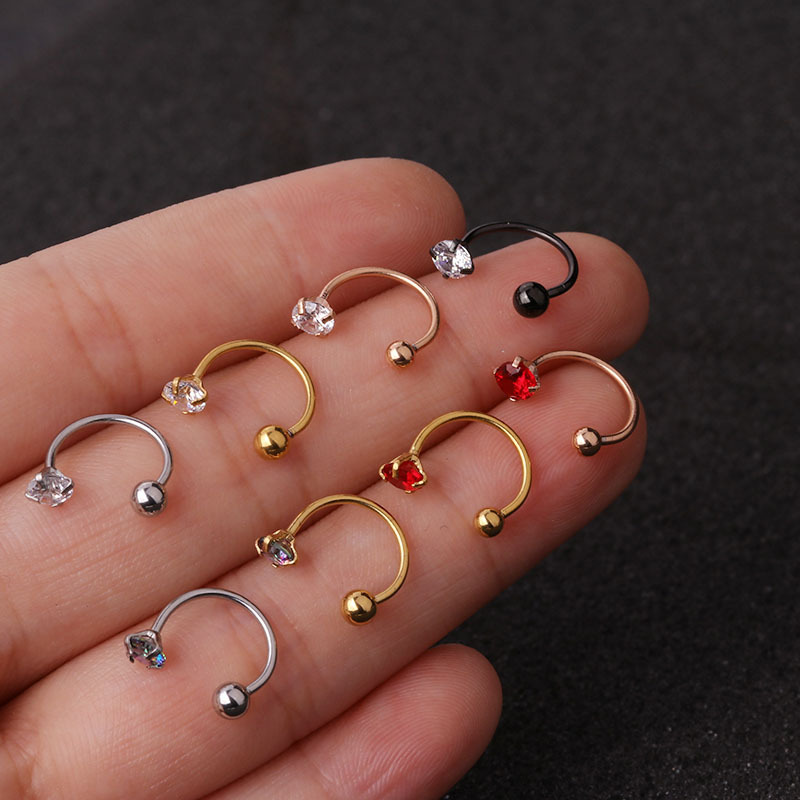 Arete de acero inoxidable con forma de hélice para la nariz, pendiente de 20G, 6-10mm, para Piercing de oreja, para el lóbulo, Tragus, cartílago, 2 unidades