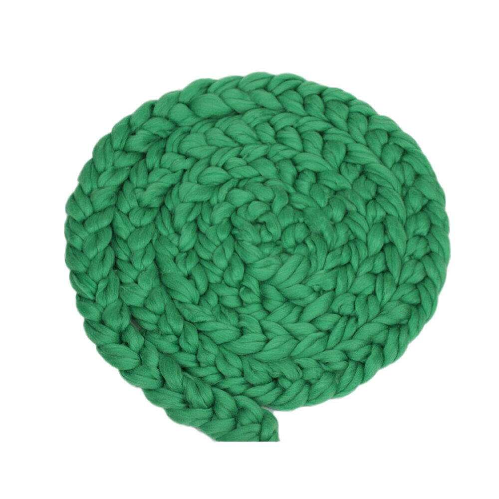 Handmade Woven Baby Blankets Wool Crochet Basket Filler Newborn Twisted Braid Photography Props Chunky Knit Blanket: Green