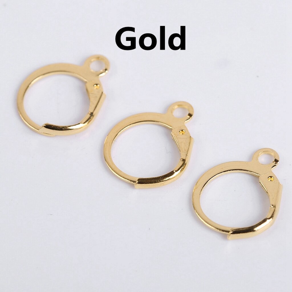 20 pz/lotto 14*12mm orecchini a molla ganci impostazioni filo cerchi di Base per gioielli che fanno forniture risultati gioielli fai da te accessori: Gold