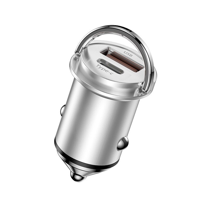 45W Usb Autolader Voor Magsafe Iphone 12 Quick Charge 4.0 3.0 Supercharge Scp Snelle Pd Usb C Draadloze opladen Auto Telefoon Oplader: Silver 1 USB 1Type C