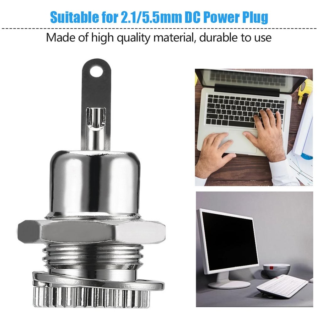 Nuttig Dc Power Jack Socket Female Panel Mount Connector Voor 2.1/5.5Mm Dc Power Plug Zilver